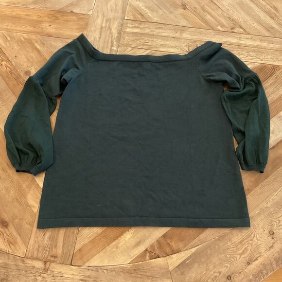 Lane Bryant Off Shoulder Balloon Sleeve Knit Top Green Plus Size 14/16 NWT - Picture 1 of 7